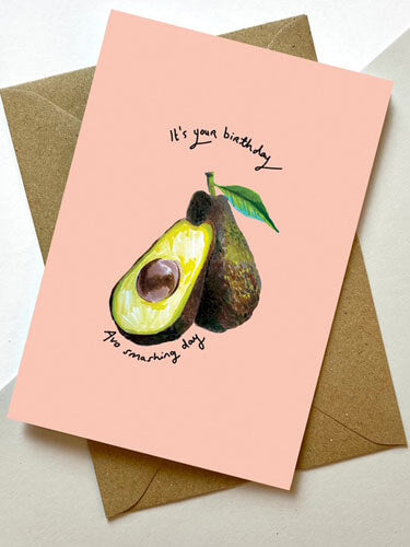 Avo Smashing Birthday Greeting Card