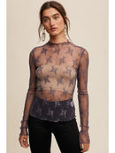 Sheer Lace Long-Sleeve Top