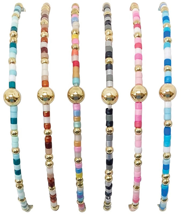 Miyuki & Gold Elastic Bracelet