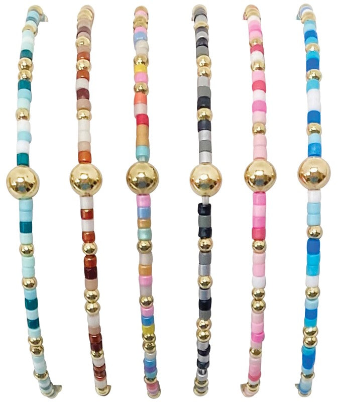 Miyuki & Gold Elastic Bracelet