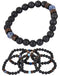 Lava Bead W/Stone-Wood Bead Stretch Bracelet Assorted