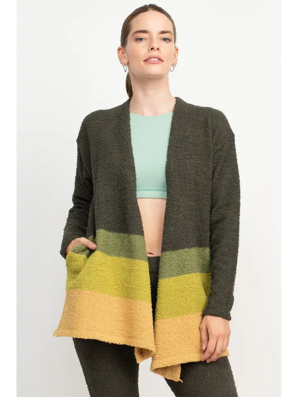 Cozy Knit Shawl Cardigan - Moss