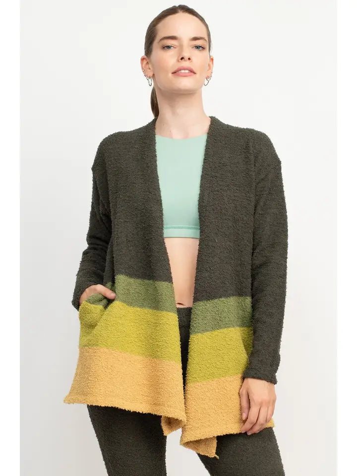 Cozy Knit Shawl Cardigan - Moss
