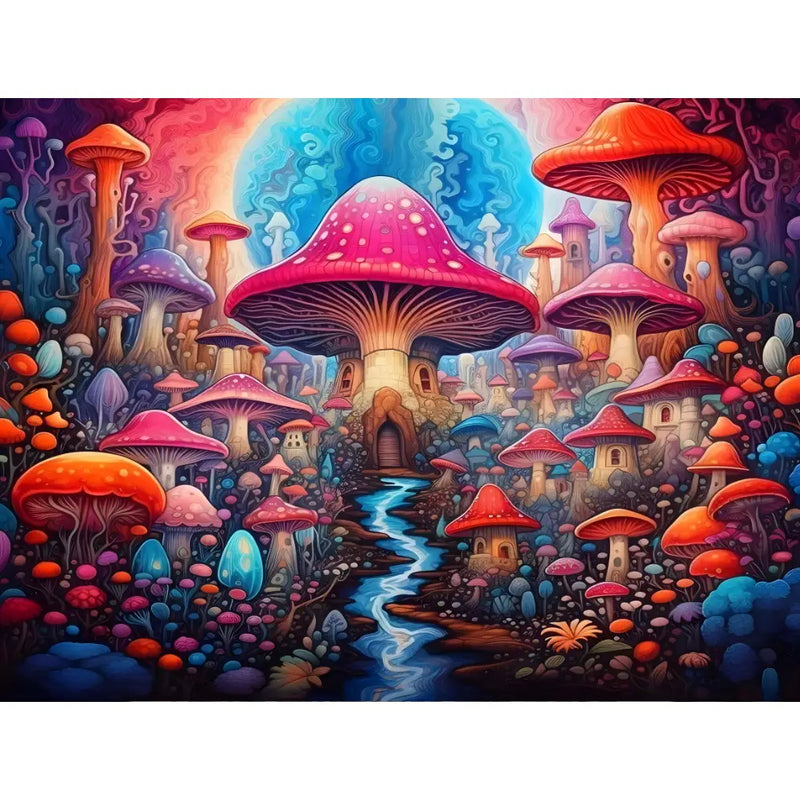 Hidden Mushroom Village Tapestry