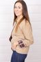 Contrast Quilted Jacket - Latte