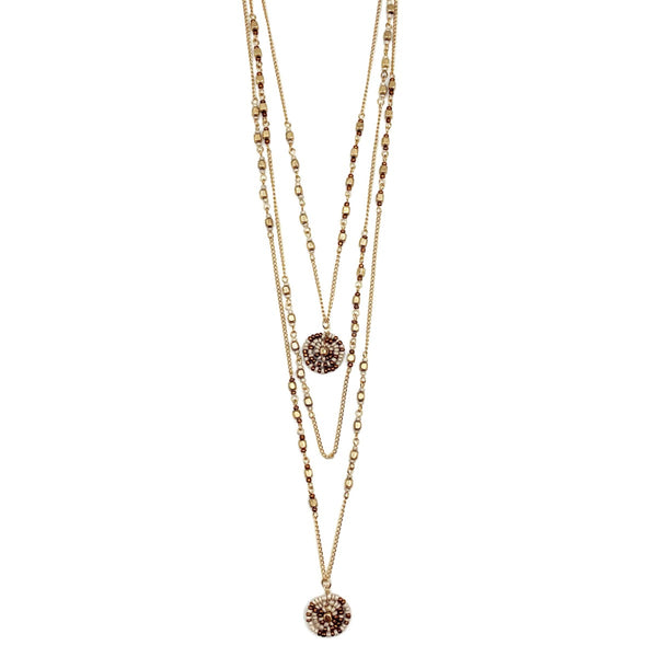 Coffee and Cream Collection Long Layered Necklace