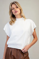 Mock Neck Short Sleeve Knit Top