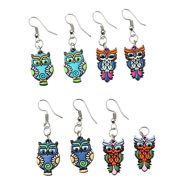 WOOD OWL EARRINGS
