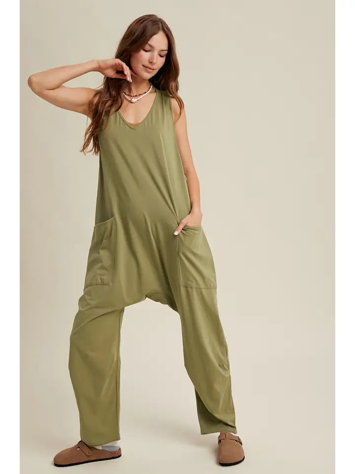 Knit Loose Fit Jumpsuit Onesie with Pockets
