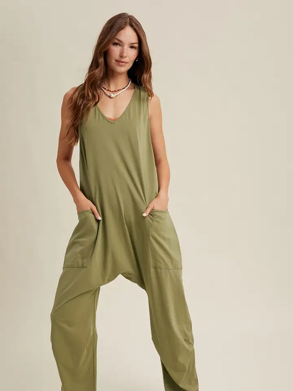Knit Loose Fit Jumpsuit Onesie with Pockets