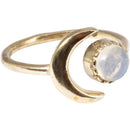 Assorted Adjustable Sun & Moon Brass Rings in Gold Tones