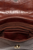 Wilma Faux Croc Mini Flap Top Handle Crossbody