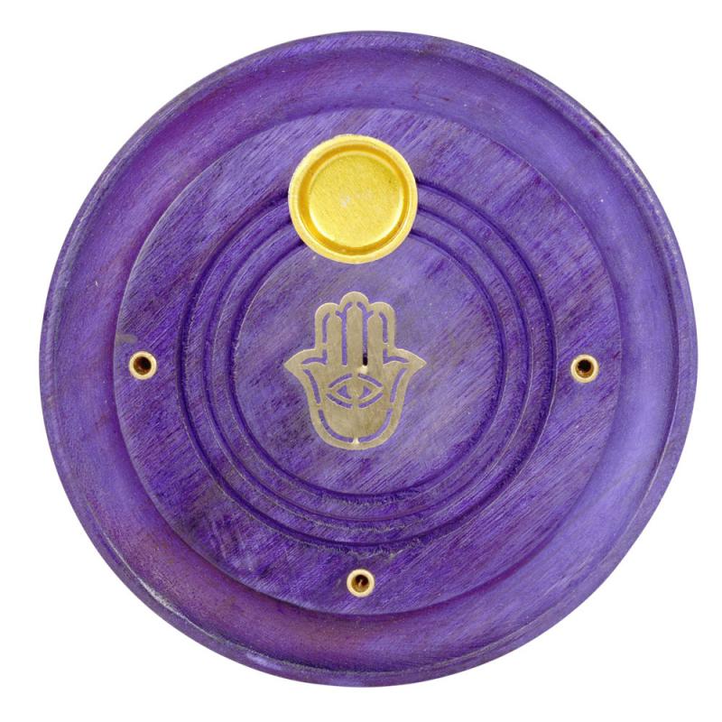 Round Hamsa Stick and Cone Incense Burner