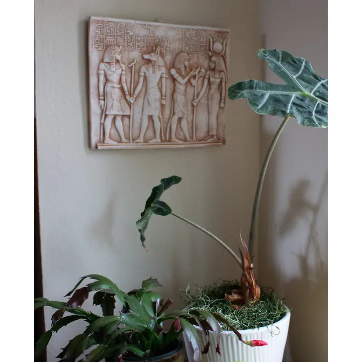 Egyptian Anubis and Isis Plaque - 10"