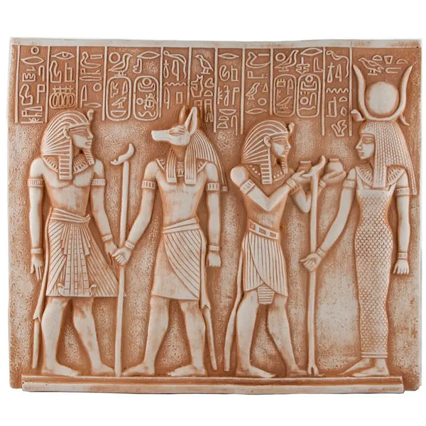 Egyptian Anubis and Isis Plaque - 10"