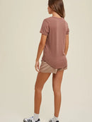 Ribbed Knit Basic T-Shirt