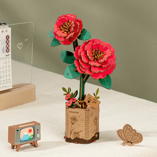 Red Camellia 3D Flower Puzzle