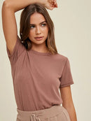 Ribbed Knit Basic T-Shirt