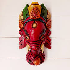 Hand Crafted Wooden Mask of Lord Ganesh