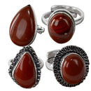 Red Jasper Adjustable Brass Ring