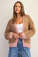 Two-Tone Long Sleeve Cardigan