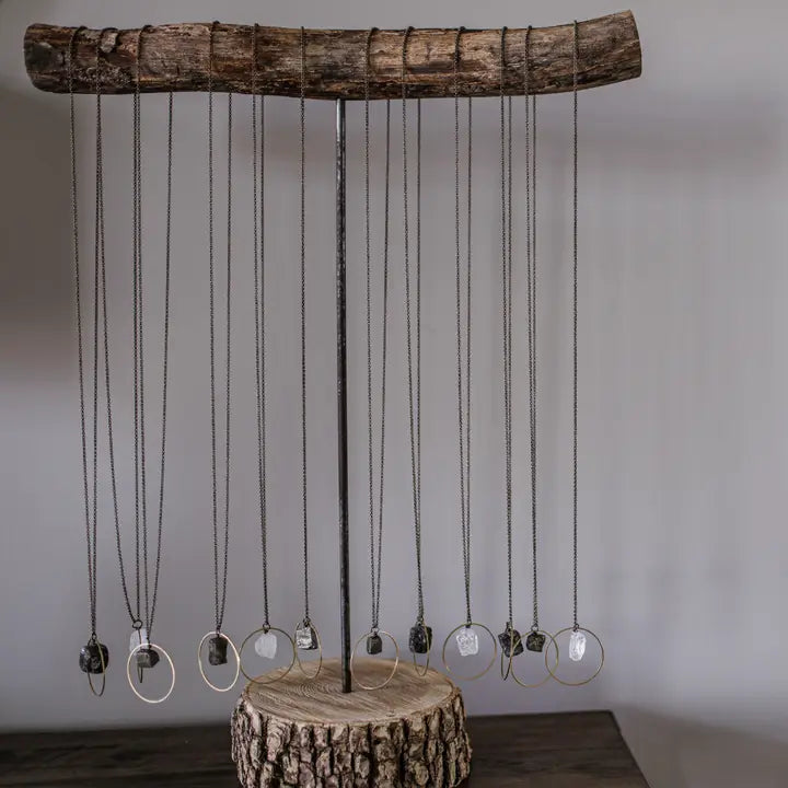 Rough Cut Semi-Precious Stones Brass Necklace
