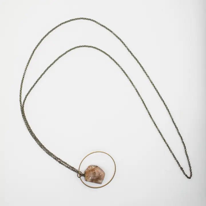 Rough Cut Semi-Precious Stones Brass Necklace