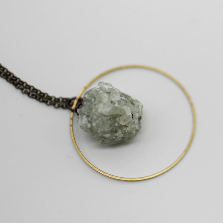 Rough Cut Semi-Precious Stones Brass Necklace