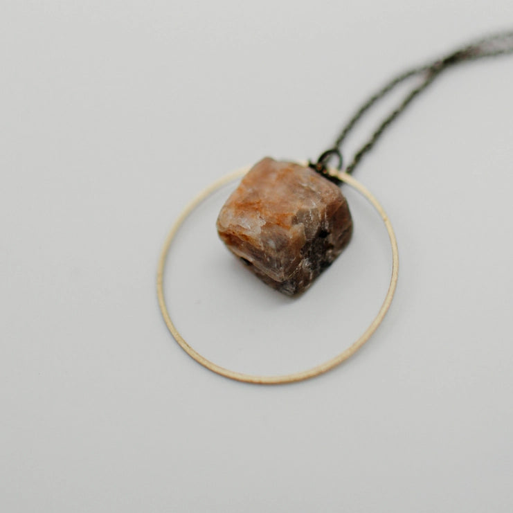 Rough Cut Semi-Precious Stones Brass Necklace