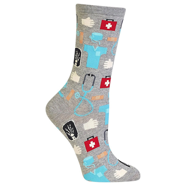 Women's Medical Crew Sock- Gray