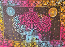 Elephant Tree of Life Tye Dye Tapestry