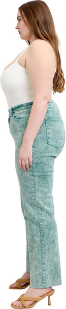 Judy Blue - High Waisted Garment Dyed Raw Hem Dad Jean