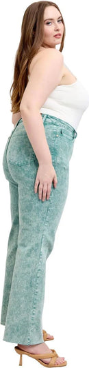 Judy Blue - High Waisted Garment Dyed Raw Hem Dad Jean