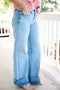 TC-High-Rise- Ankle Wide-Cuffed Jeans
