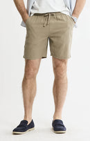 Linen Blend Drawstring Shorts- Mocha