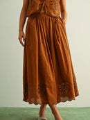 Embroidery Bottom Long Full Skirt