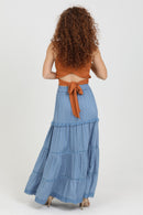 Maxi skirt with eyelets
