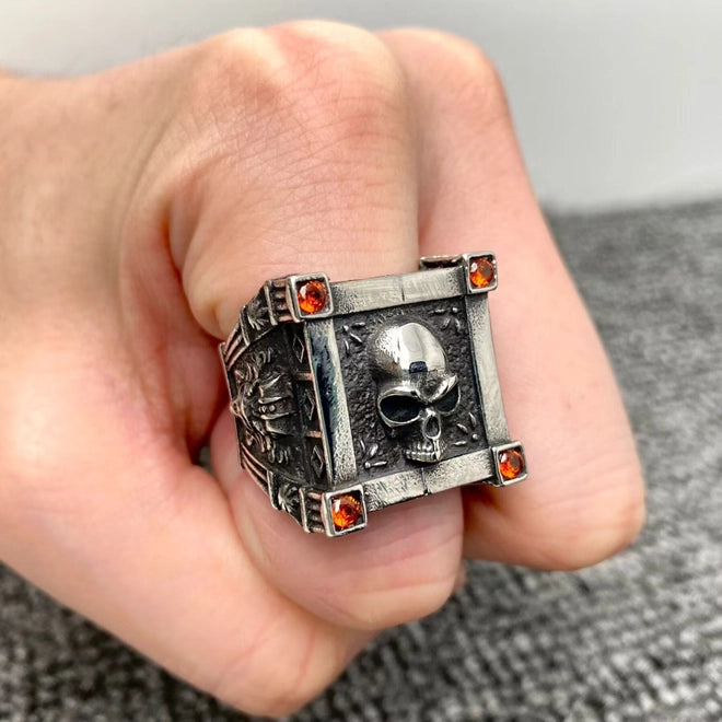 Vintage Gothic Skull Square Stainless Steel Ring