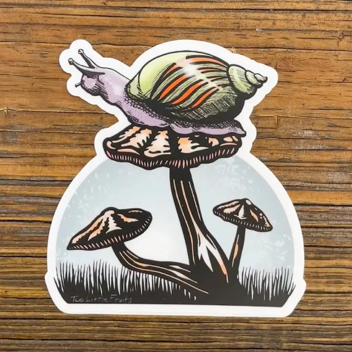 Snail On Mushroom Sticker