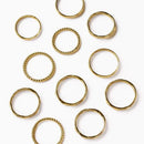 Dhera Assorted Textured Band Stacking Rings- Gold