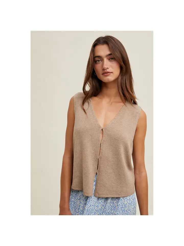 Knit Sweater Tank Top- Stone