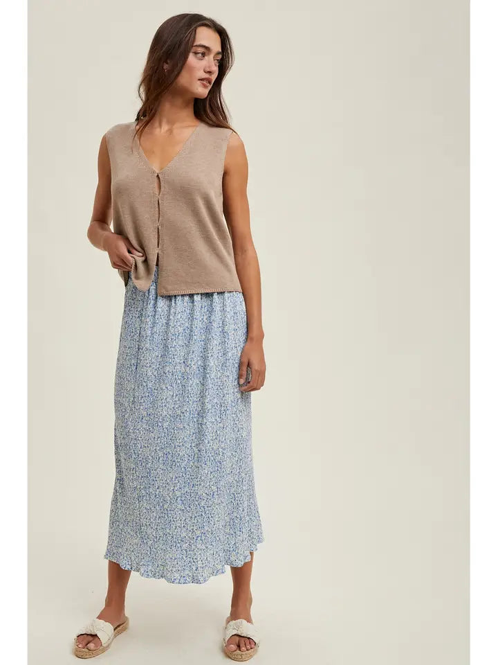 Knit Sweater Tank Top- Stone
