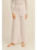 Straight Wide Leg Denim Pants- Strawberry Shake