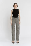 High Waisted Loose Fit Straight Striped Jeans