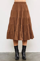 Brown Tiered Ruffled Skirt