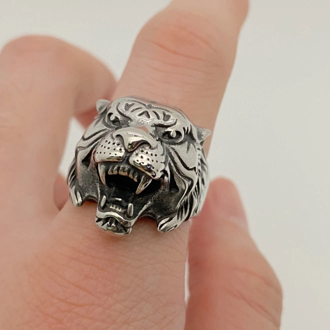Stainless Steel Personality Tiger Head Ring