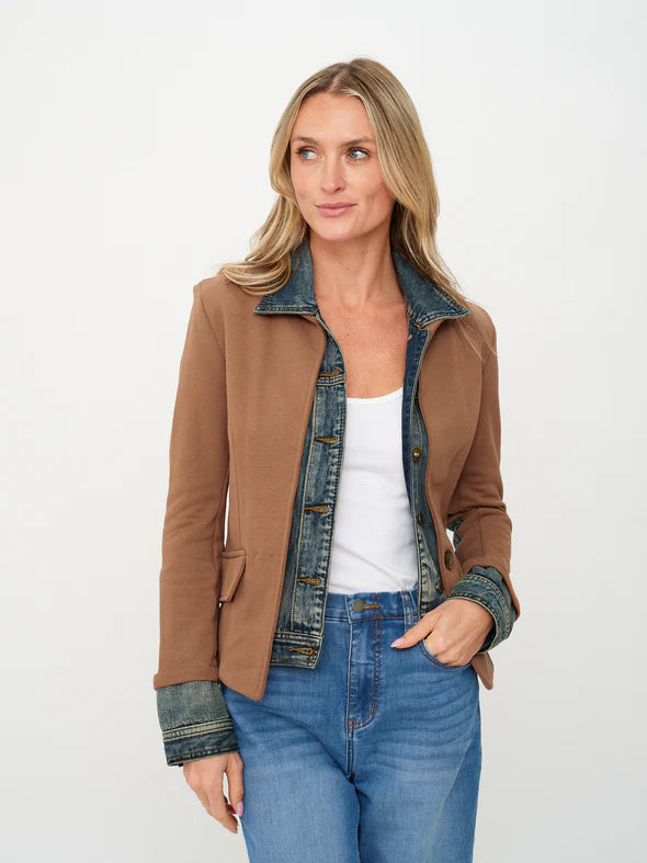 Mixed Media Denim Jacket- Clarissa