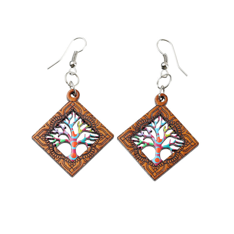 WOOD LG EARRINGS
