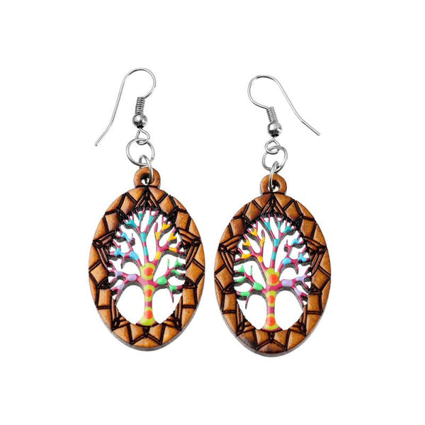 WOOD LG EARRINGS