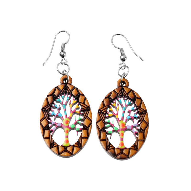 WOOD LG EARRINGS